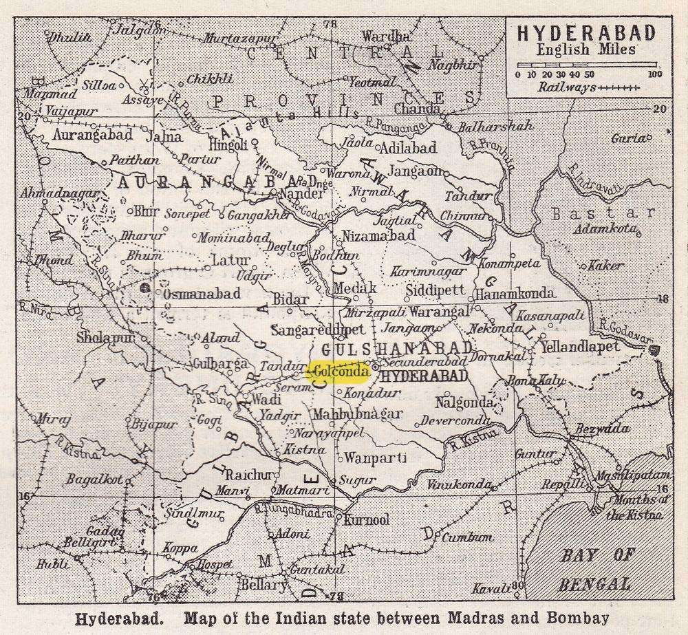 On old map Hyderabad from Harmsworth’s Universal Encyclopaedia