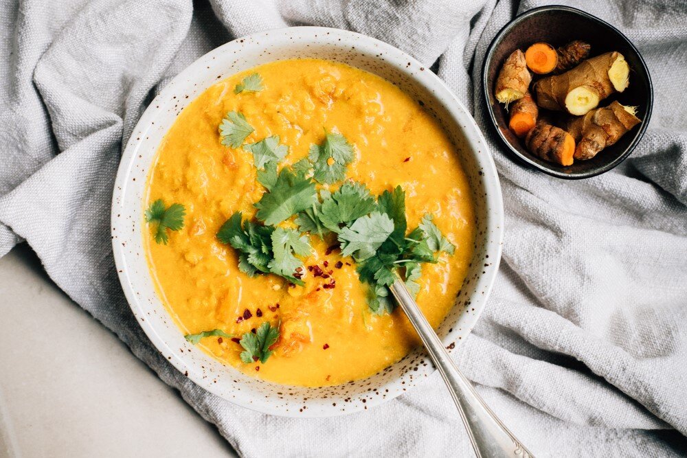 Spicy Lentil Soup with Ginger & Coconut Milk