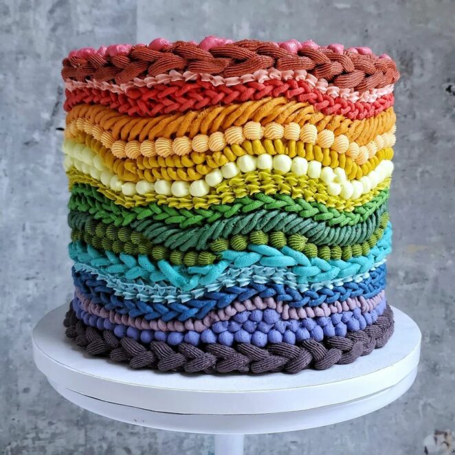 23 Colorful Cakes That Look as if Knitted or Crocheted. They Resemble Warm Sweaters